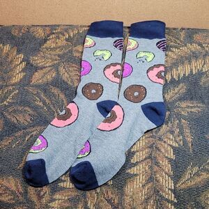 Men's Grey and Navy Donut Novelty Docks- one Size
